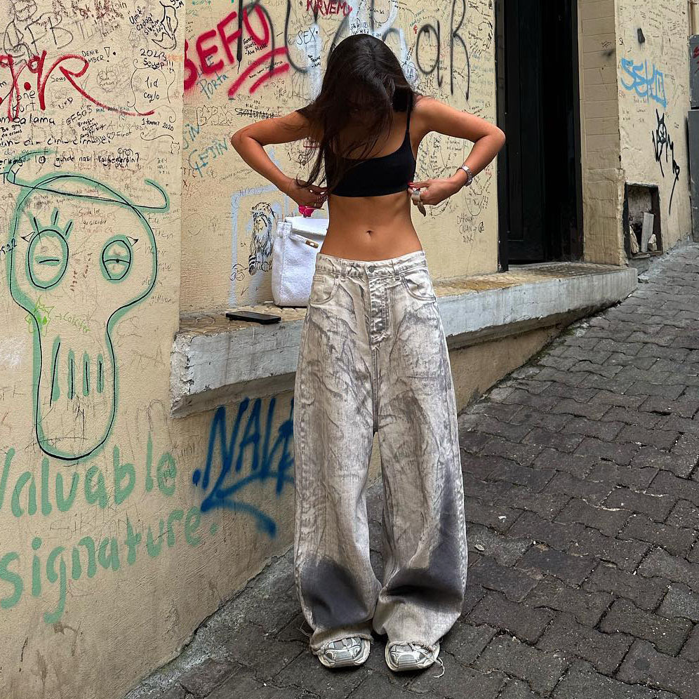 Streetwear Girl Brand - Jeans à jambes larges pour femmes