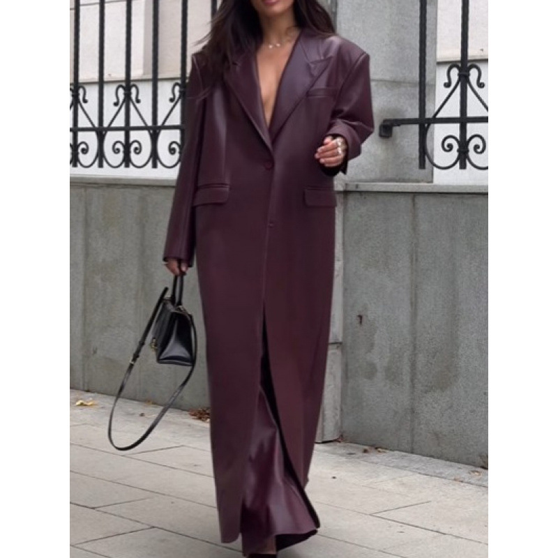 Streetwear Brand Belts - Veste longue en cuir Pu pour