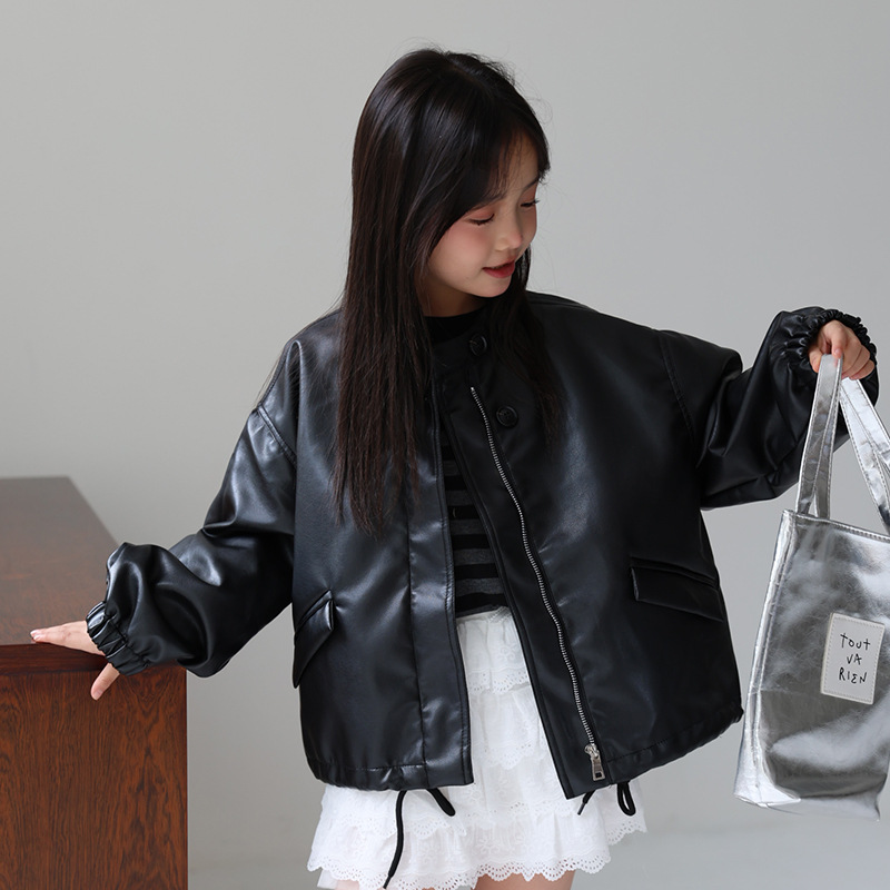 Streetwear Girl Brand - Veste de moto en cuir Pu