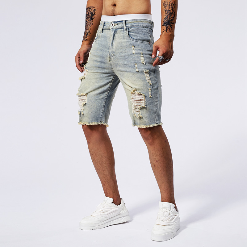 Short en Denim déchiré pour ho - Streetwear Brand China avis et prix