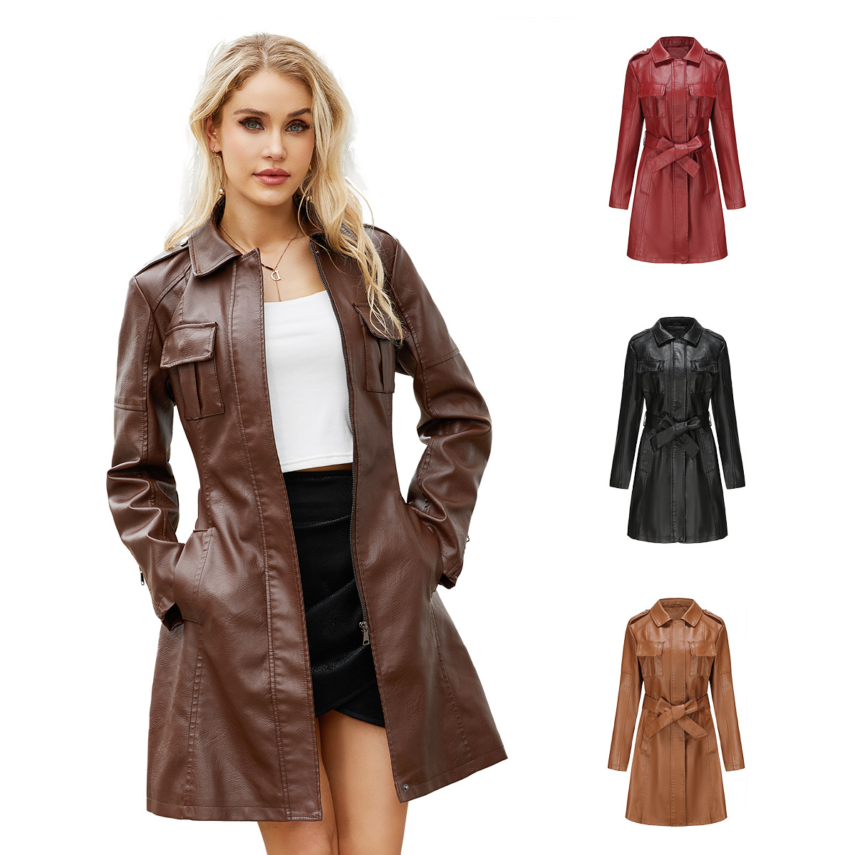 Veste coupe-vent longue en cui - Streetwear Brand Belts avis et prix