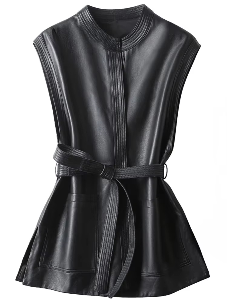 Gilet en cuir Pu souple noir p - Streetwear Brand Belts avis et prix